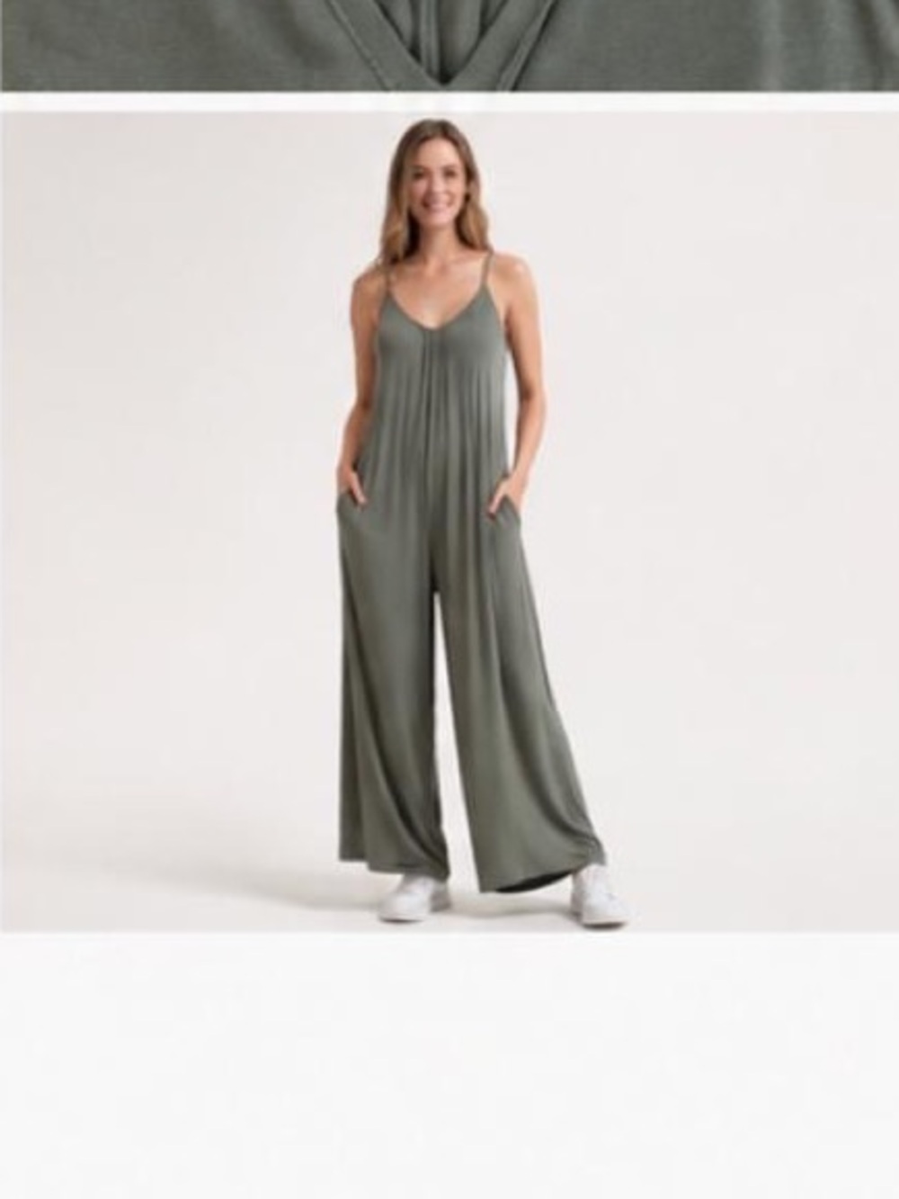 COMO VINTAGE Olive Wide Leg Jumpsuit